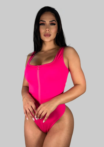 Mi Cielo Shaping Tummy Control One Piece Swimsuit Pink