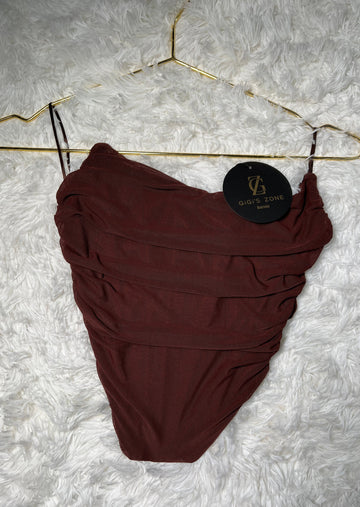 Gaya Mesh Corset Top Brown