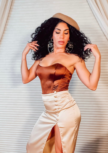 She’s Pretty Corset Party Top Brown