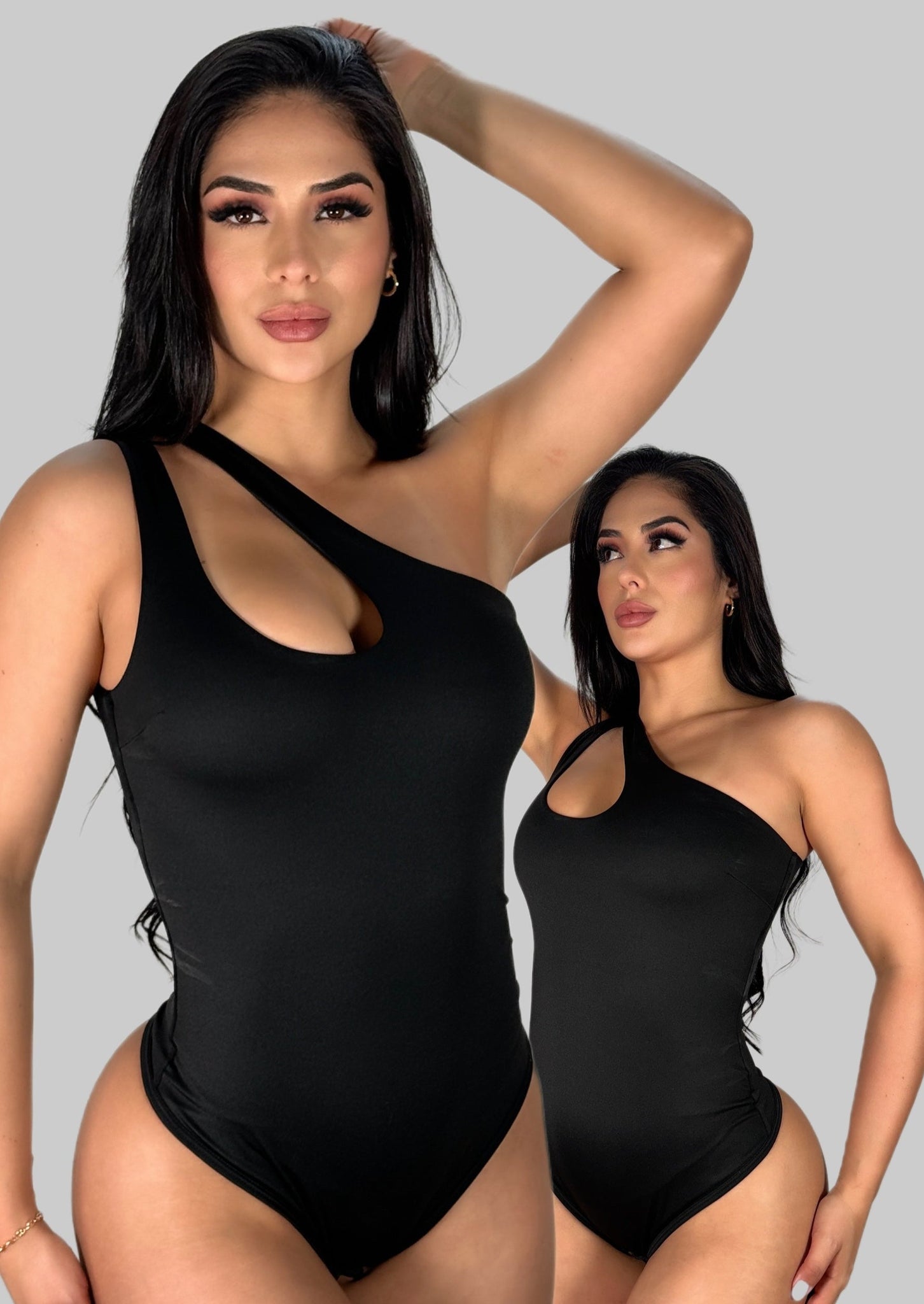 Lisa One-shoulder Shapewear Bodysuit Black