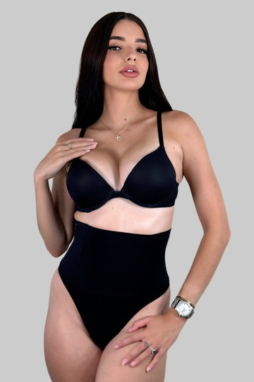 Seamless Waist Cincher Shapewear Thong Natural Shaping Black