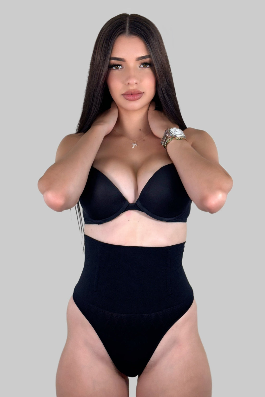 Seamless Waist Cincher Shapewear Thong Natural Shaping Black