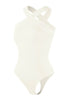 Anna's Seamless Crossover Halter Thong Shaping Bodysuit White