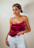 Melody's Chains Satin Party Top Black Red