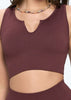SEAMLESS SET RIBBED STRETCH WORK OUT 2 PIECE SETS BROWN
