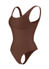 🌿 Eco-friendly Seamless Outerwear Belly Control Thong Bodysuit Brown