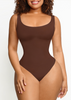 🌿 Eco-friendly Seamless Outerwear Belly Control Thong Bodysuit Brown