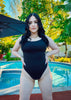 🌿 Eco-friendly Seamless Outerwear Belly Control Thong Bodysuit Black
