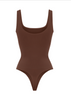 🌿 Eco-friendly Seamless Outerwear Belly Control Thong Bodysuit Brown