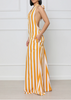 STRIPED HALTER MAXI DRESS WITH POCKET YELLOW